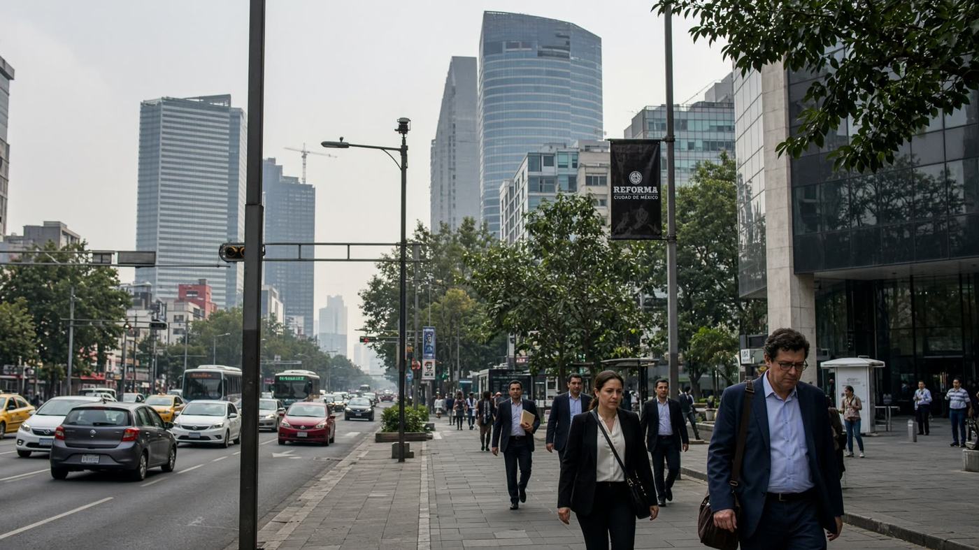 Torres y avenida en Reforma, Ciudad de México
